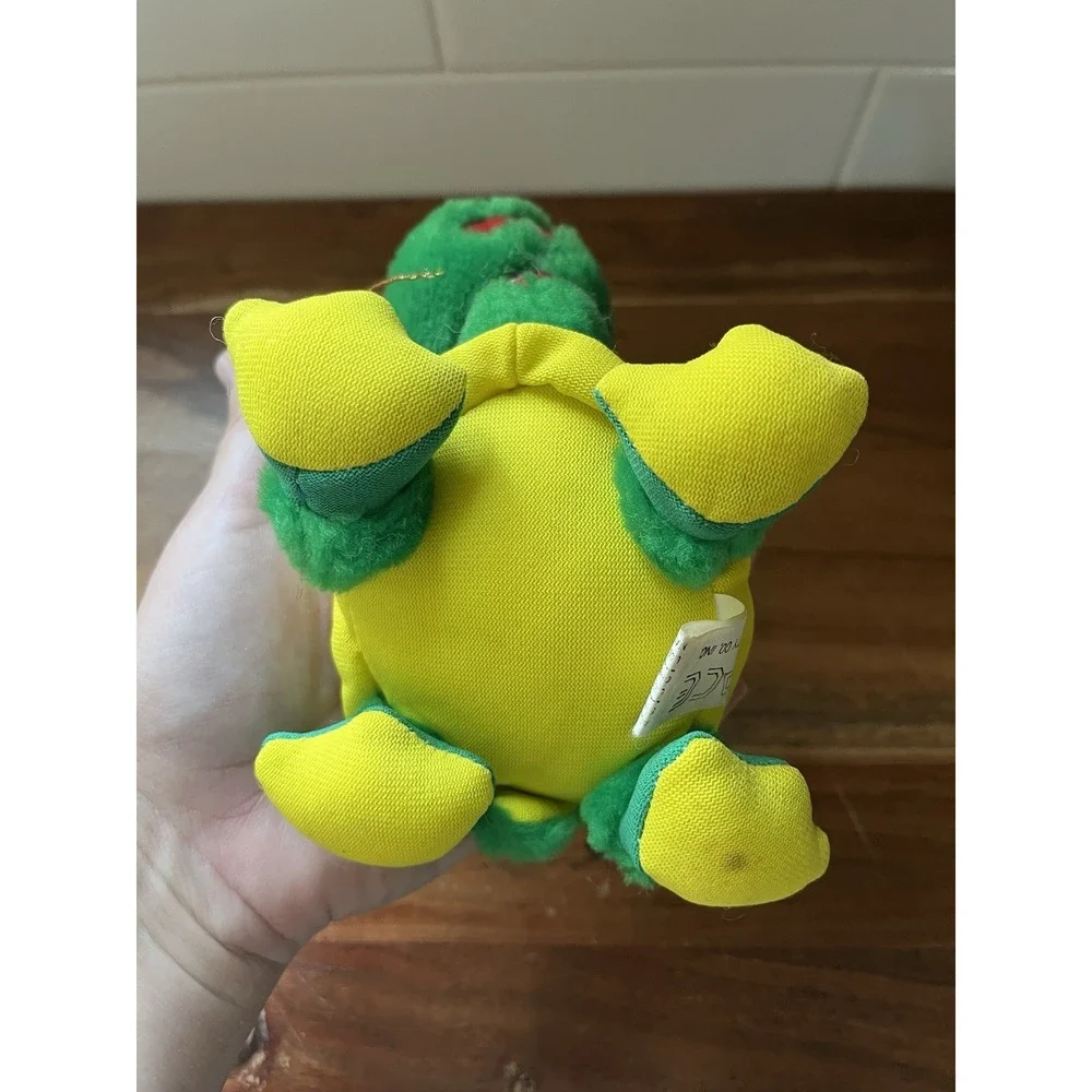 Vintage ACE Novelty Green Turtle Plush Colorful Patchwork Shell Carnival Prize